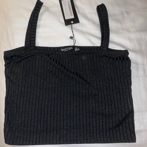 Black ribbed crop top